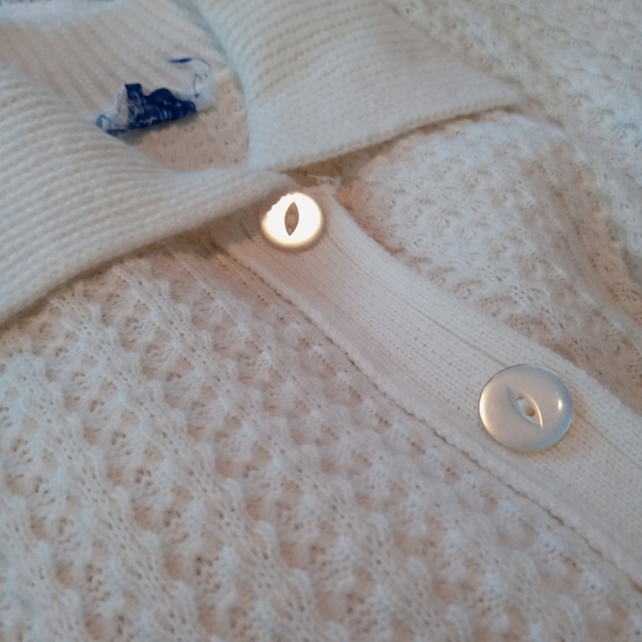 Vintage Cream White Miss Jolie of London Knitwear Knitted Fringed Sweater Cape - Picture 6 of 6